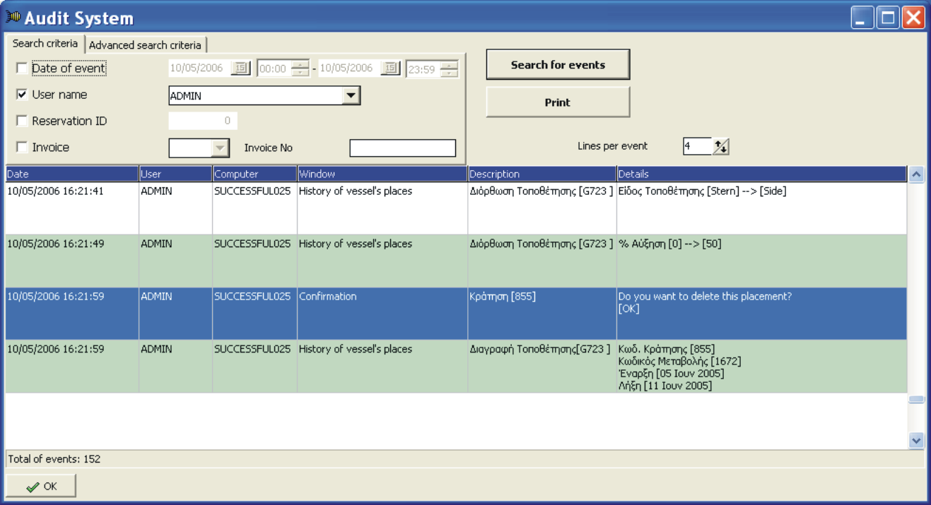 audit system tracks all interaction between the user and system